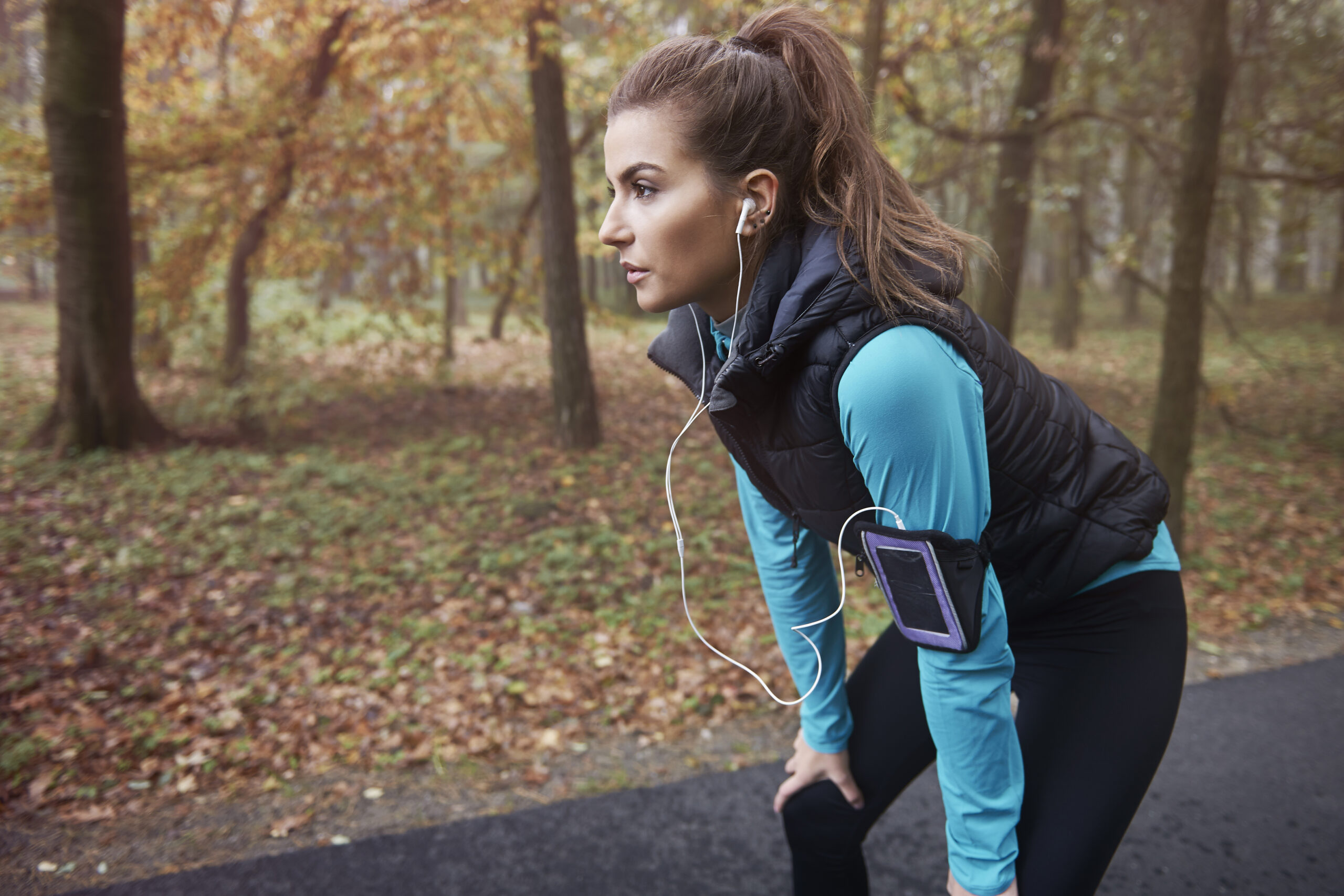 Hard workout in autumn season